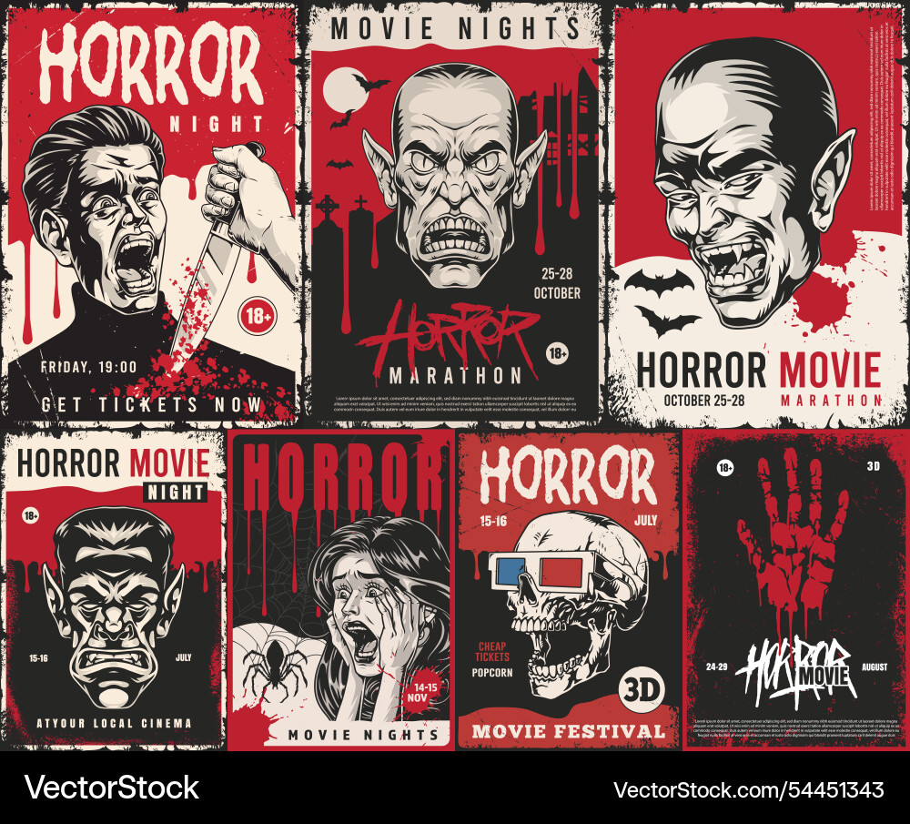 October horror movie marathon posters October horror movie marathon posters vector image