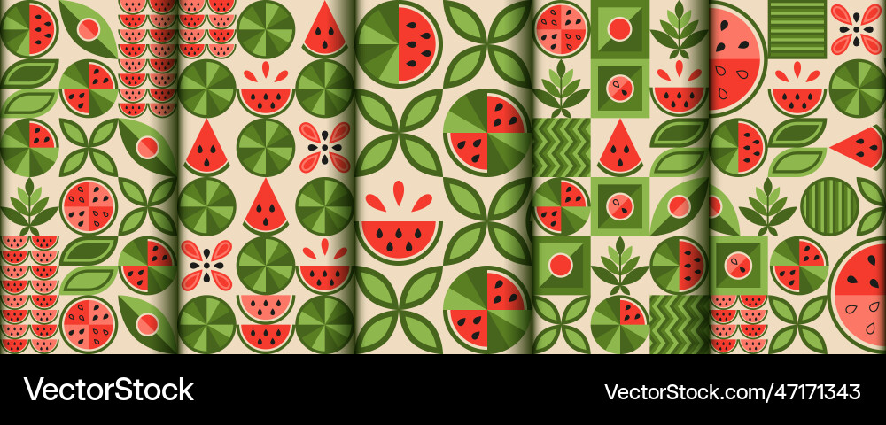 Patterns with watermelon elements in simple style Patterns with watermelon elements in simple style vector image