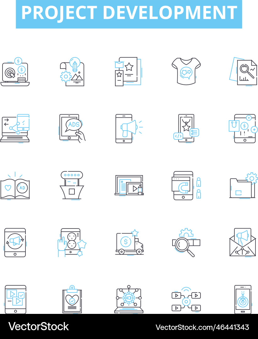 Project development line icons set Project development line icons set vector image