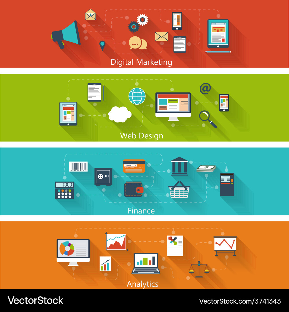 Set of modern concepts in flat design vector image