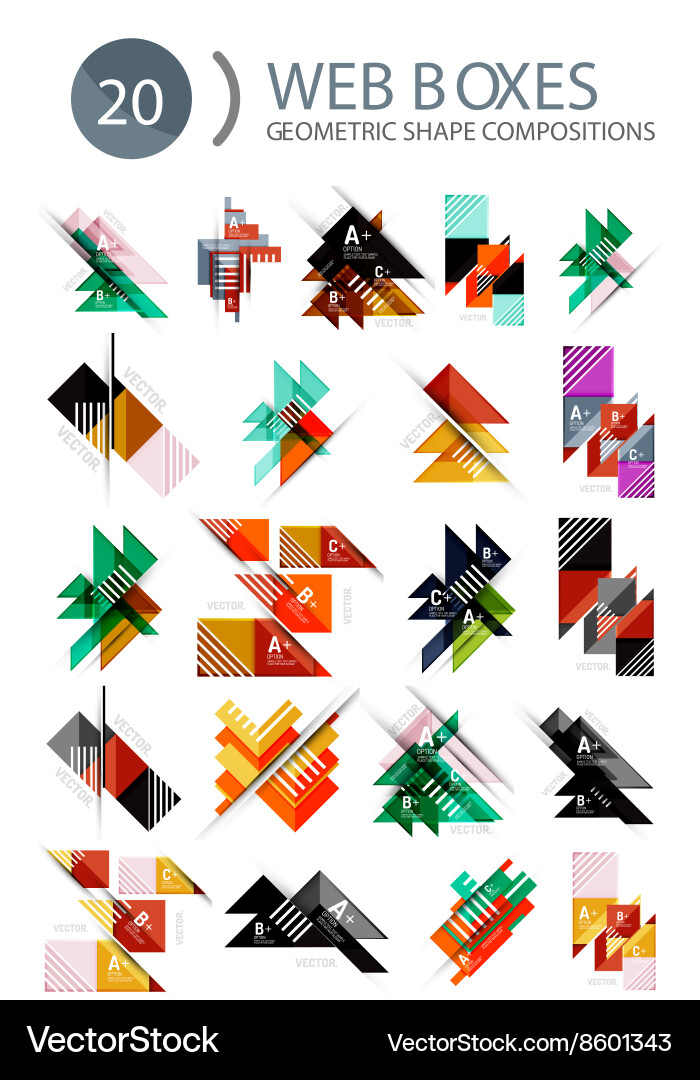 Set of web internet boxes with buttons and sample Vector Image