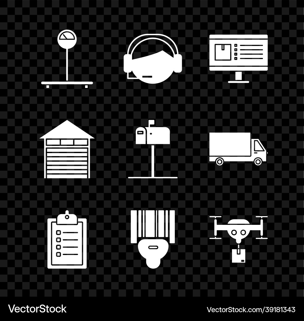 Set scale computer monitor with app delivery Set scale computer monitor with app delivery vector image