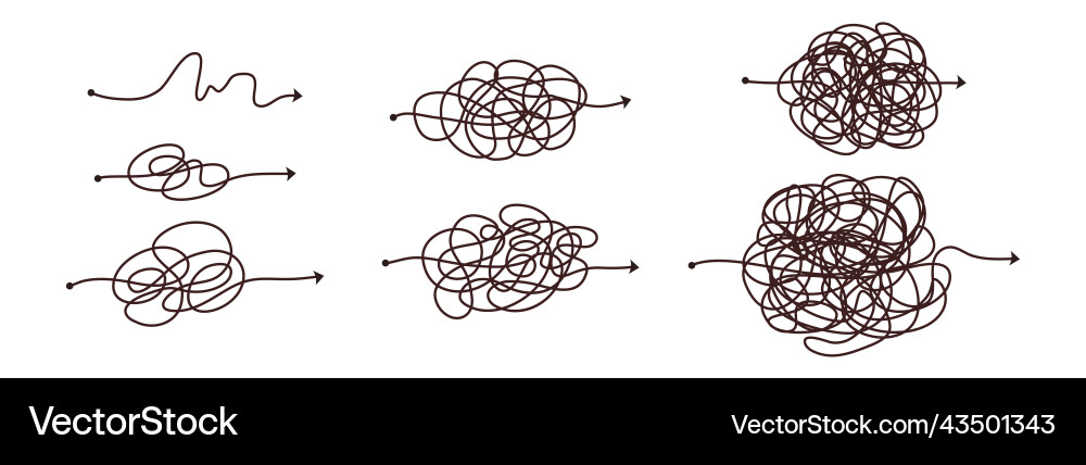 Simple line and complex easy way scribble doodle vector image