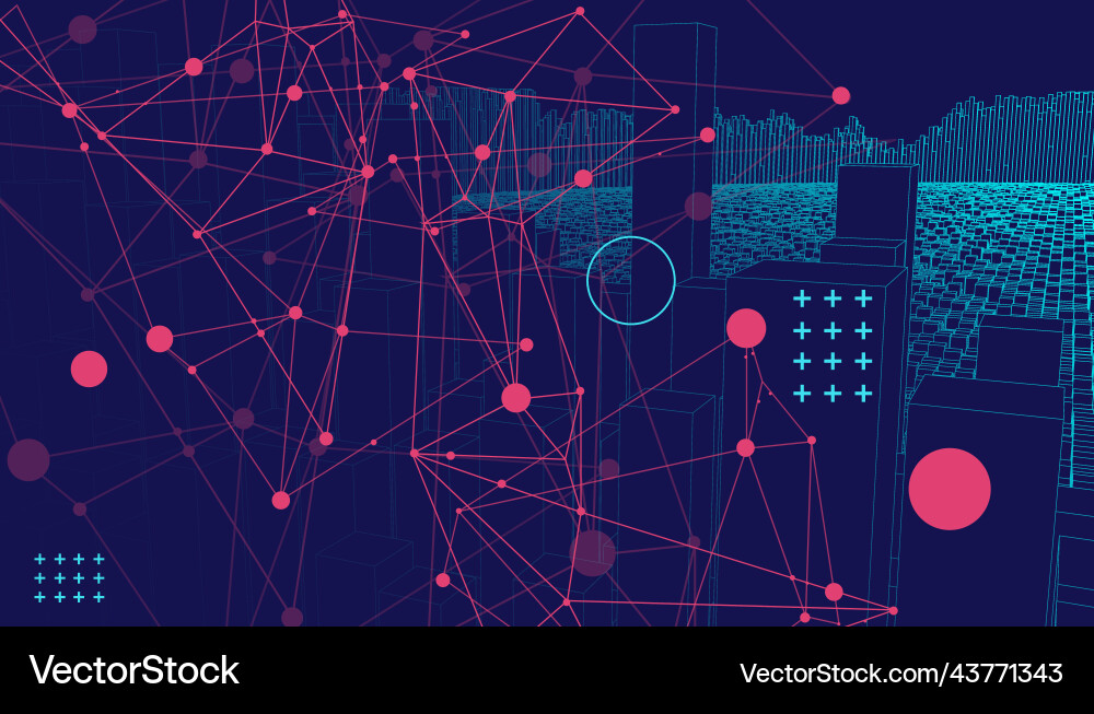 Square pattern wireframe background futuristic Square pattern wireframe background futuristic vector image