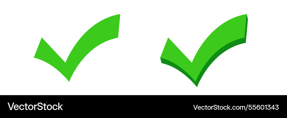 Two green checkmarks in different styles Vector Image