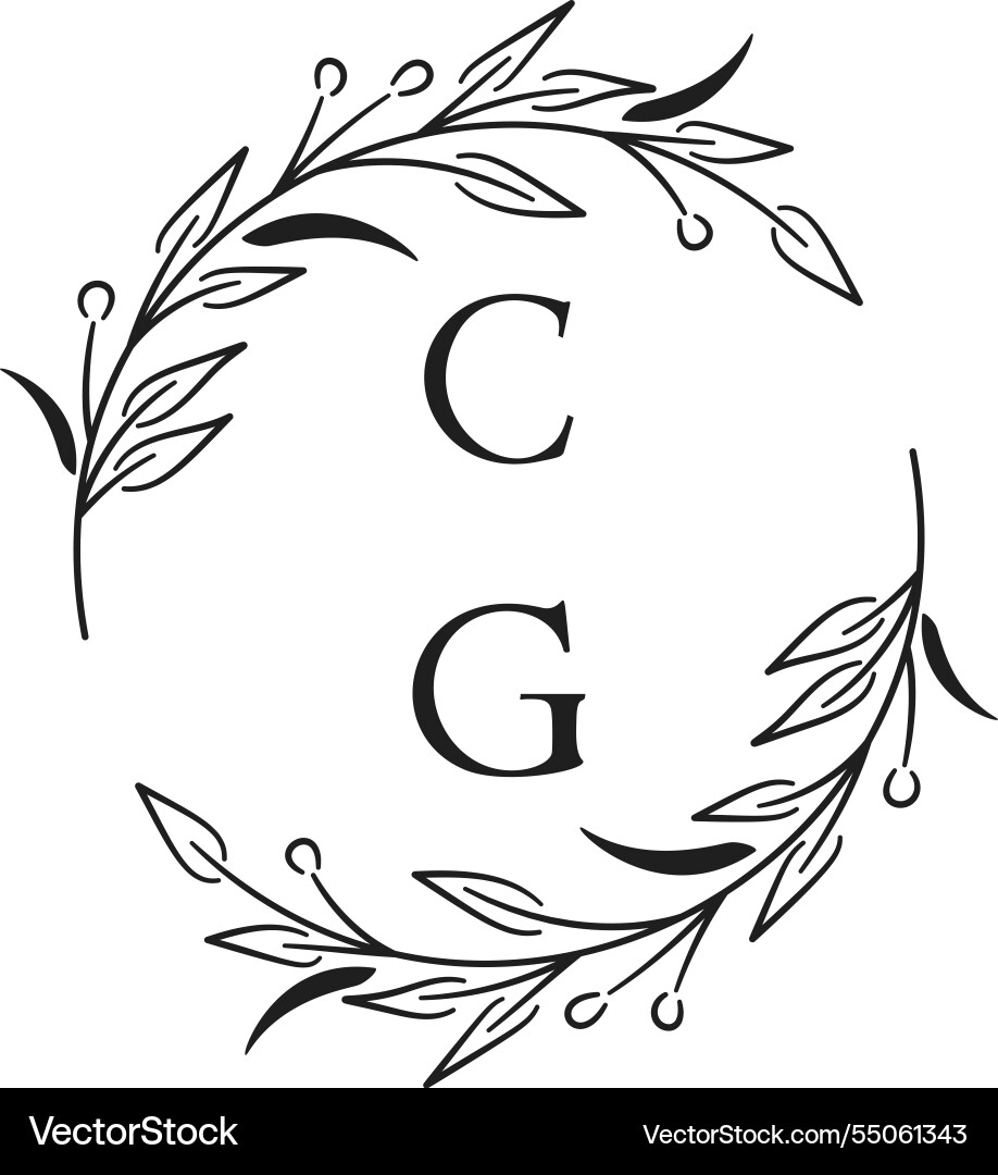 Wedding monogram logo simple circle Royalty Free Vector