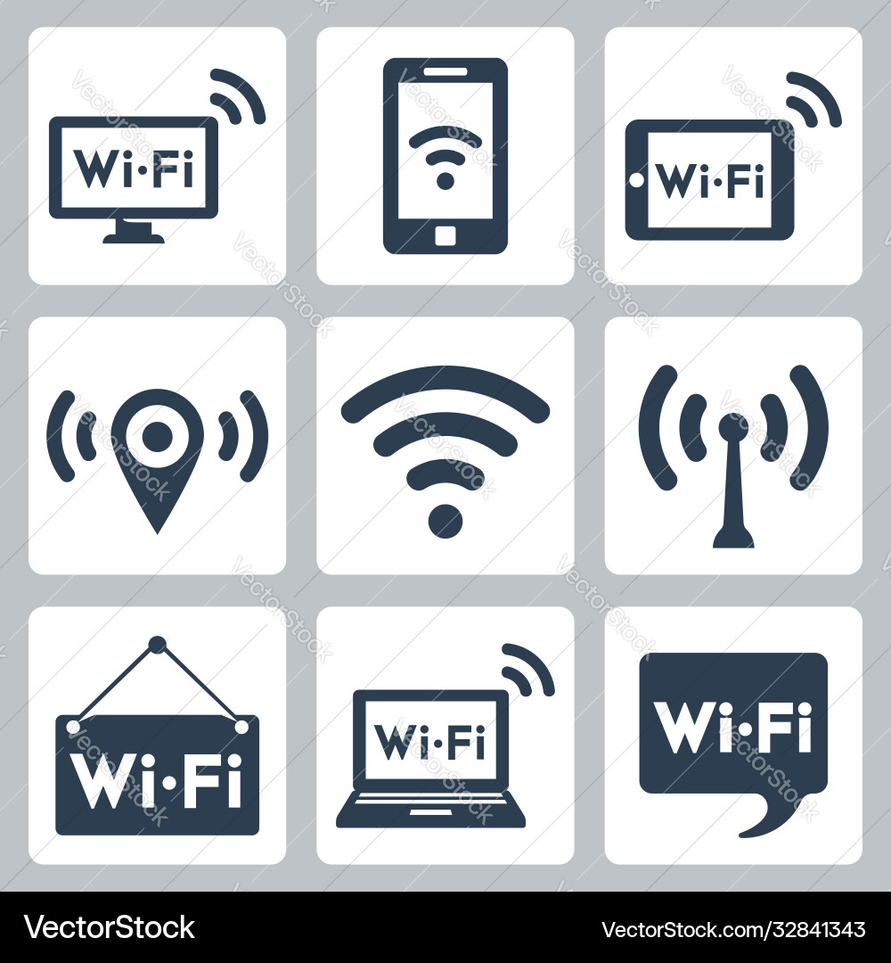 Wifi icons set pc smartphone tablet pointer Wifi icons set pc smartphone tablet pointer vector image