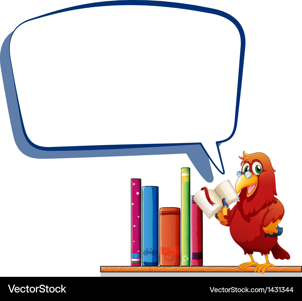 A parrot reading book with an empty callout vector image