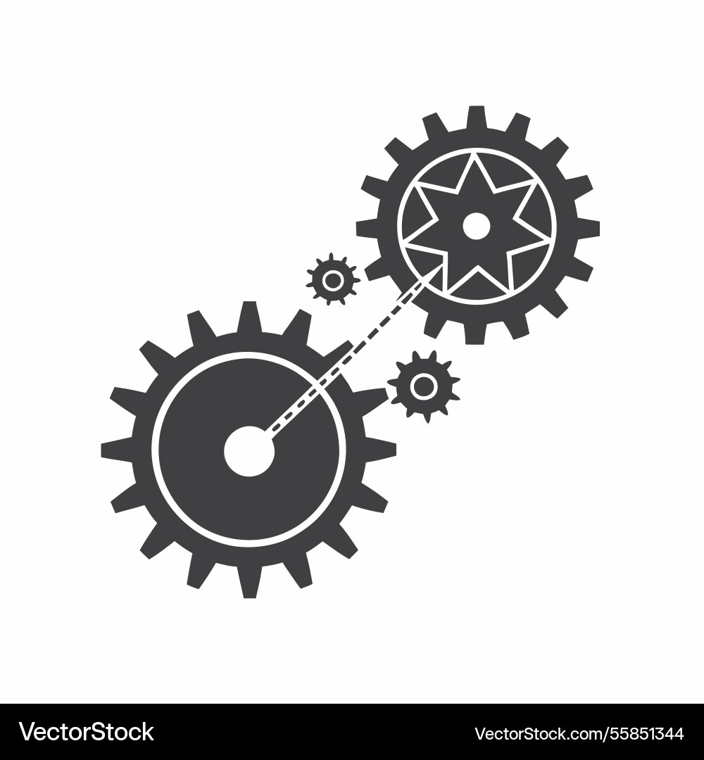 Abstract of interlocking gears with a connected Abstract of interlocking gears with a connected Vector Image