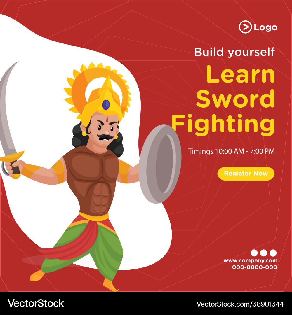 Banner design learn sword fighting Banner design learn sword fighting vector image