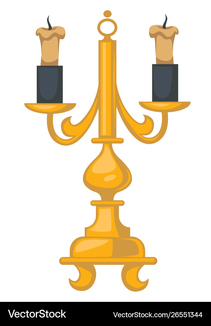Baroque style candlestick with wax candles Baroque style candlestick with wax candles vector image