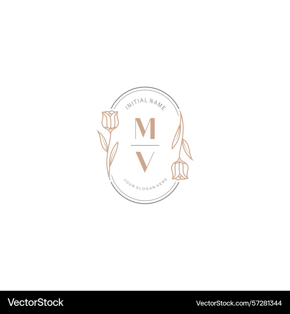 Botanical monogram logos with initial mv Vector Image