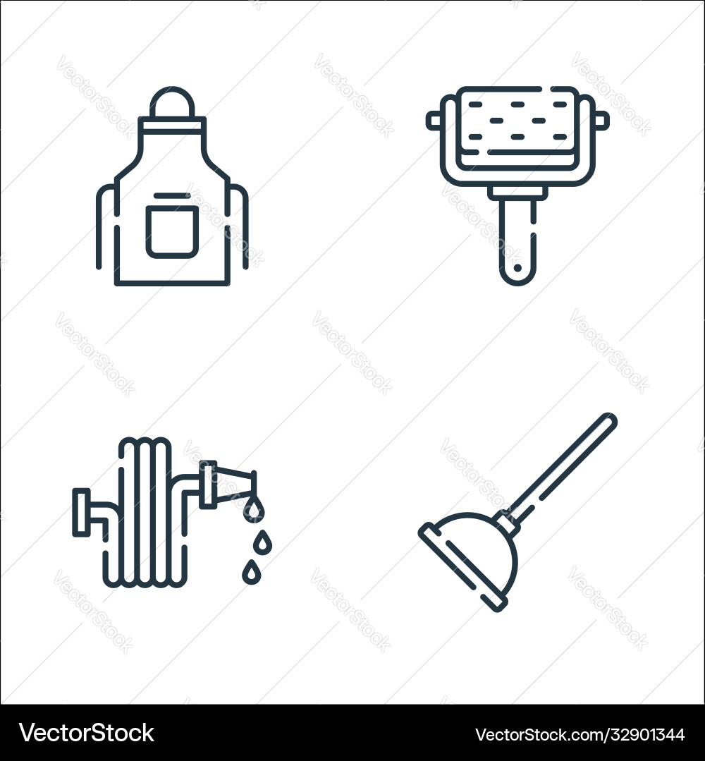 Cleaning line icons linear set quality Cleaning line icons linear set quality vector image