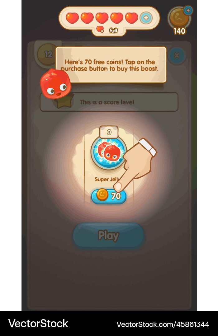Complete set of level button game ui pop-up icon vector image