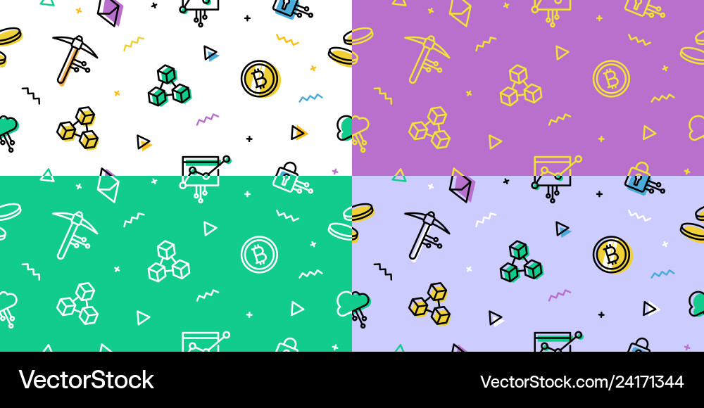 Crypto blockchain seamless pattern icon vector image