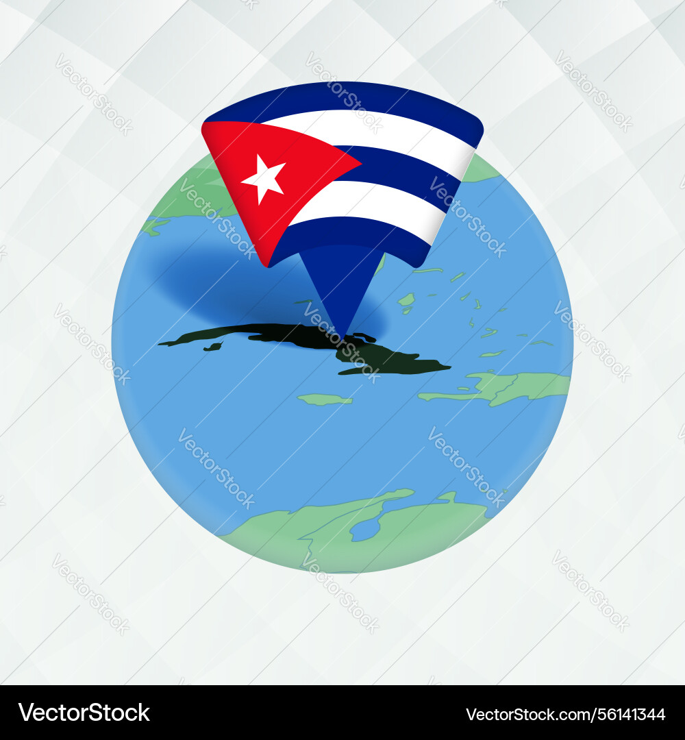 Cuba map highlighted with flag marker Vector Image