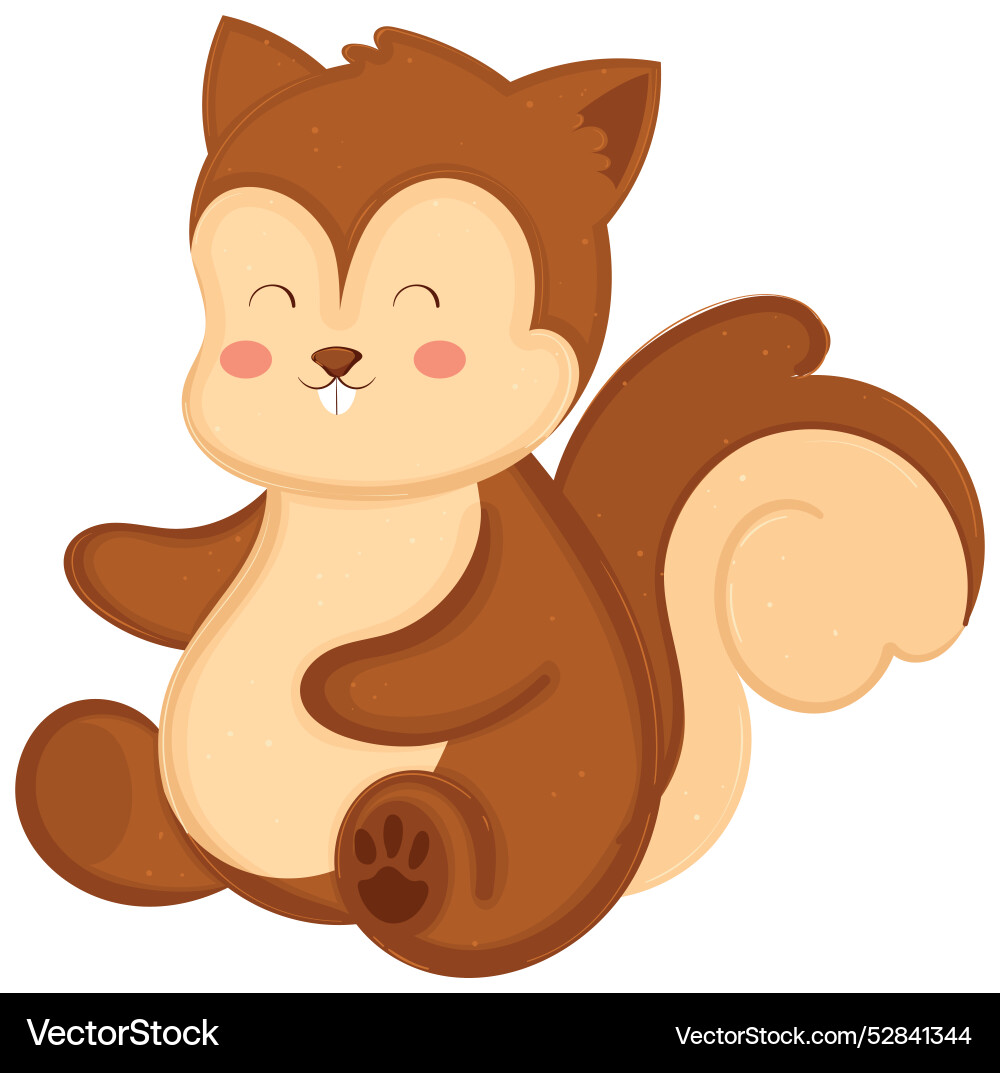 Cute smiling squirrel sitting with simple design Vector Image