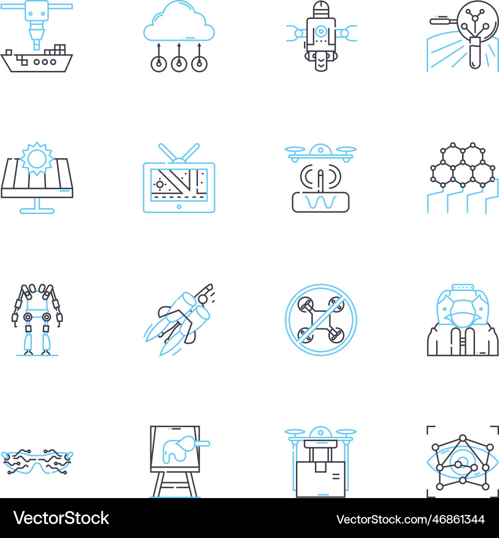 Data development linear icons set integration Data development linear icons set integration vector image