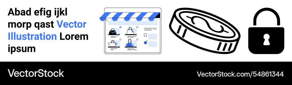 E-commerce features highlighted with storefront E-commerce features highlighted with storefront vector image