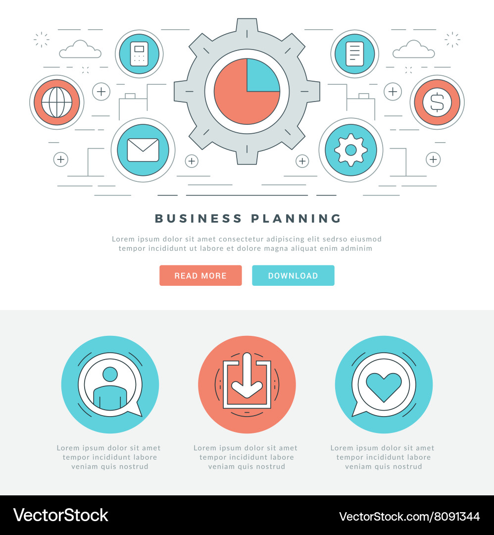 Flat line business concept web site header Vector Image
