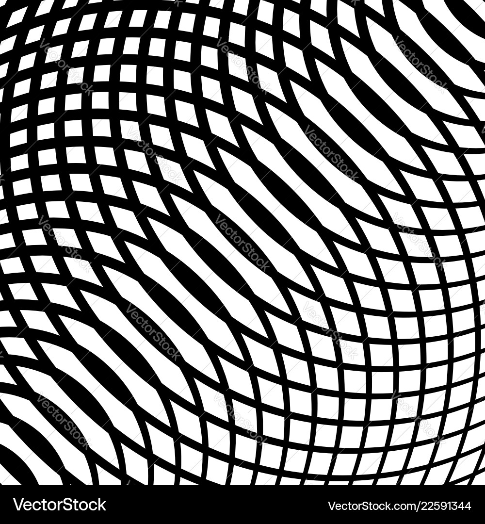Grid mesh of curved lines cellular moire effect Grid mesh of curved lines cellular moire effect vector image