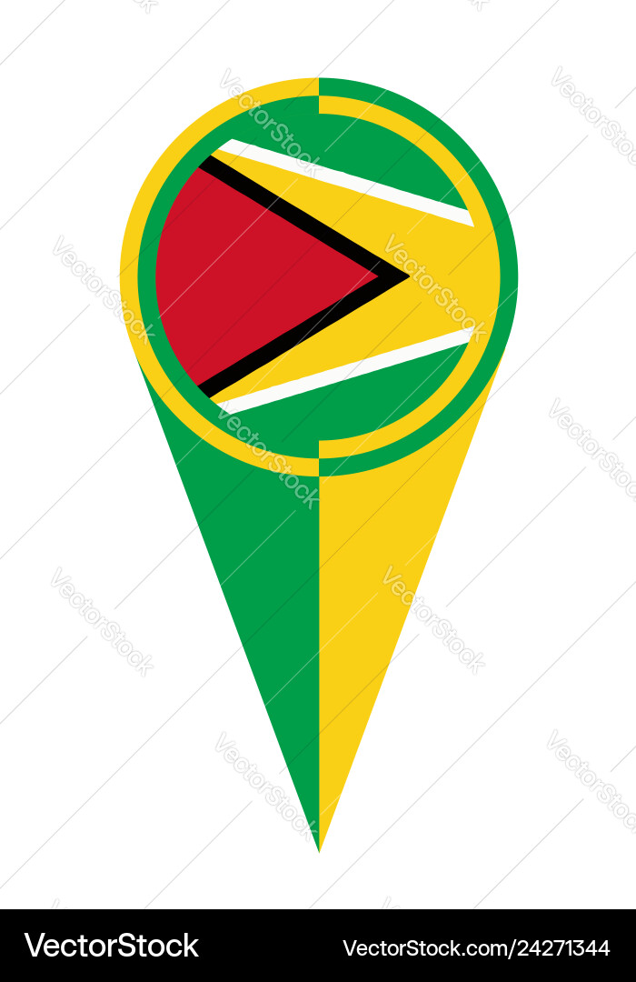 Guyana map pointer location flag vector image
