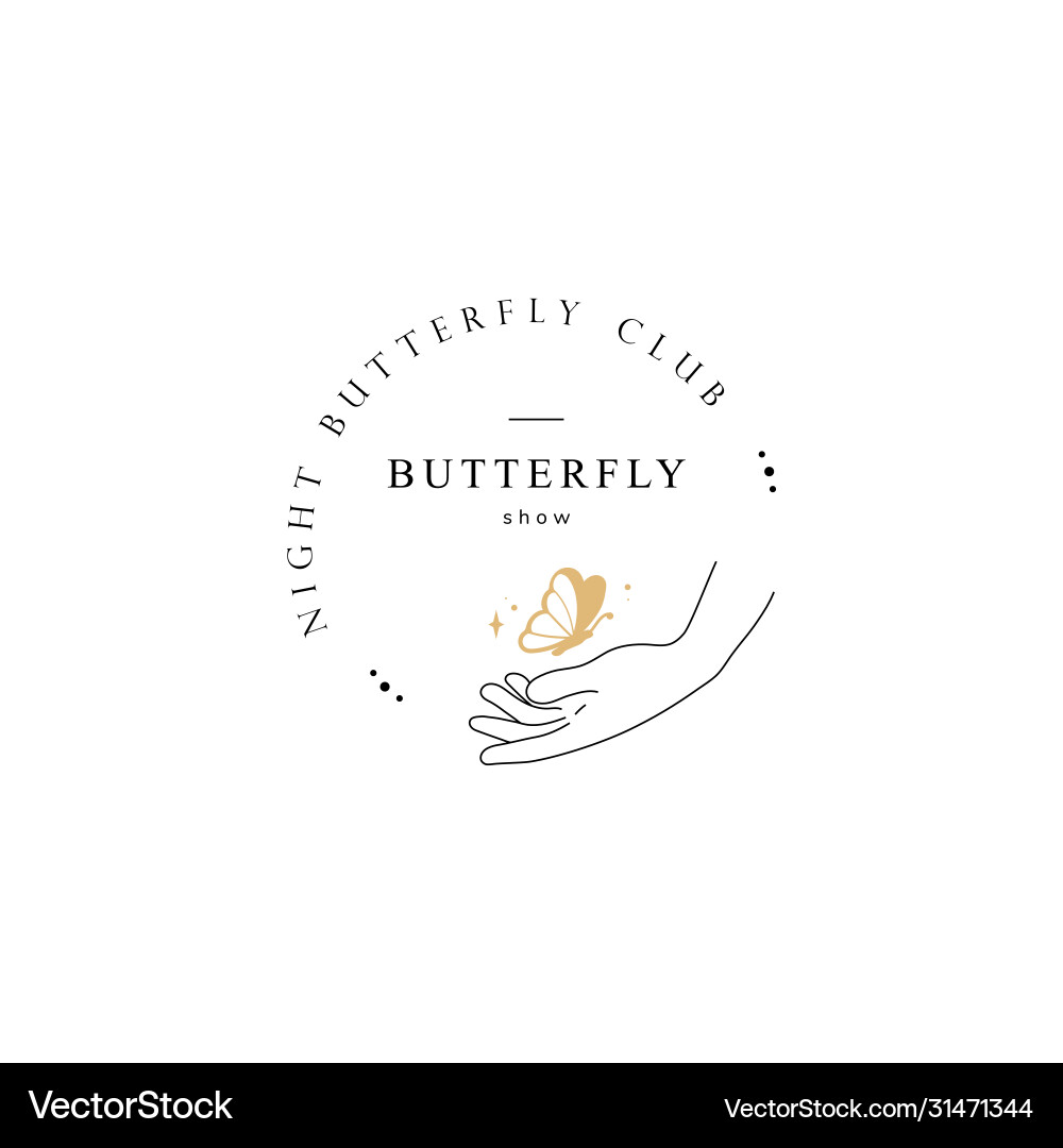 Hand line logo gesture Royalty Free Vector Image