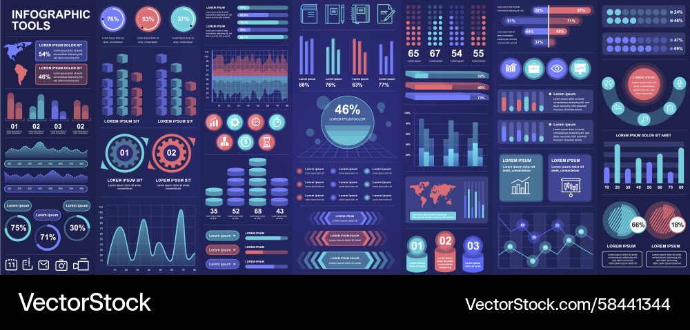 Infographic UI/UX Kit - Charts & Elements Vector Image