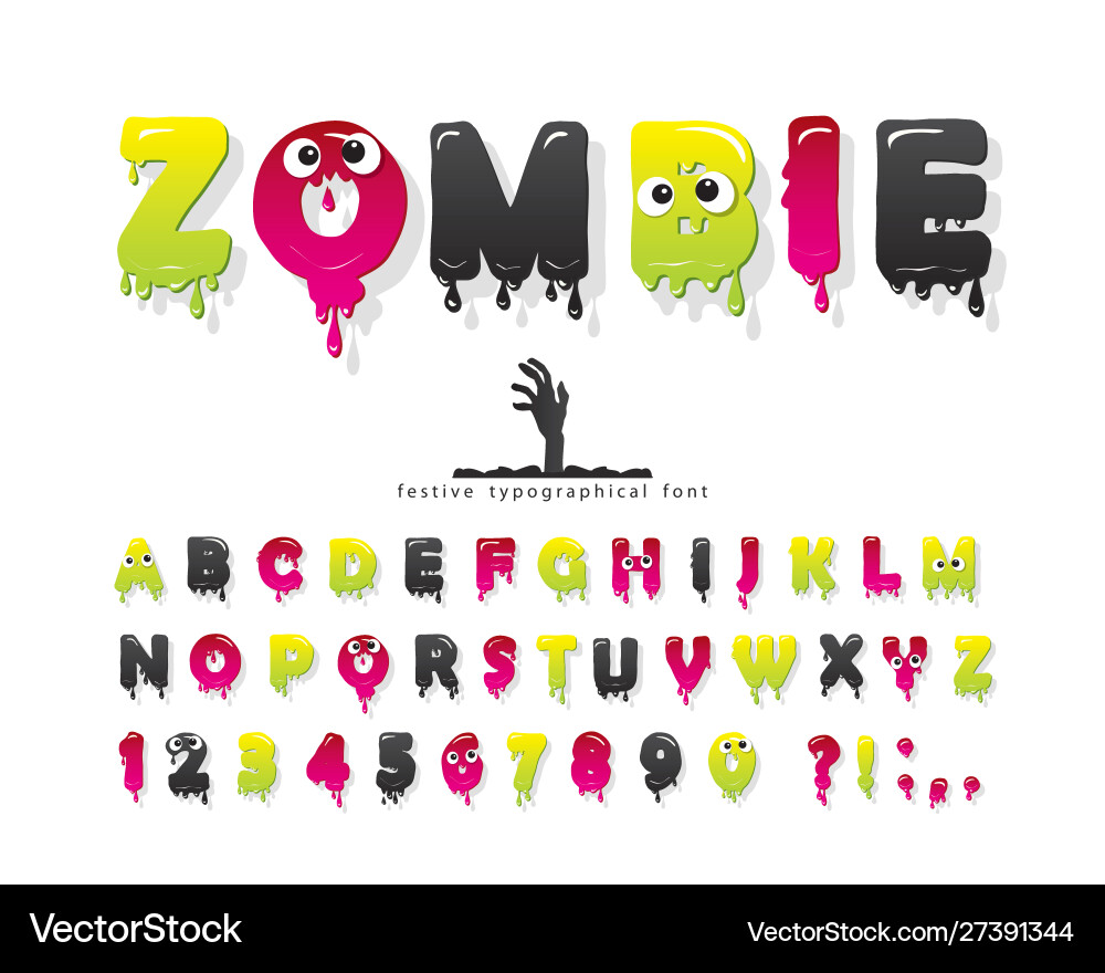 Jelly Zombie Halloween Font Vector Image