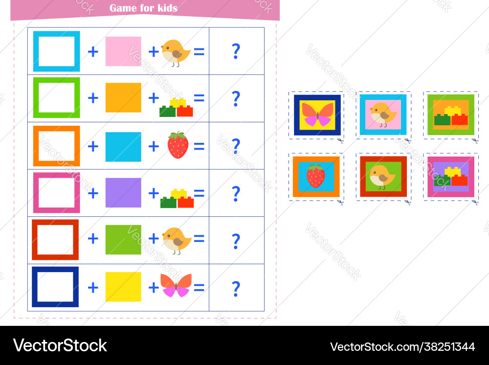 Logic game for children fold elements vector image