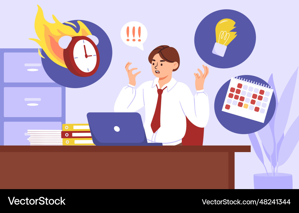 Man with more work concept Vector Image