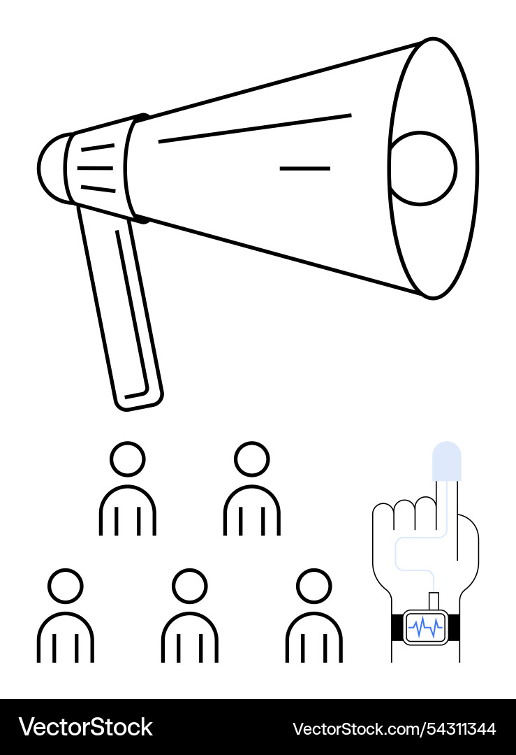 Megaphone amplifying message to crowd digital Megaphone amplifying message to crowd digital vector image