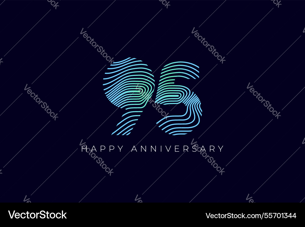 Numeric design with line curve 95th happy Numeric design with line curve 95th happy vector image