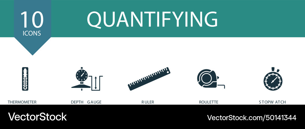 Quantifying icons set creative thermometer Quantifying icons set creative thermometer Vector Image