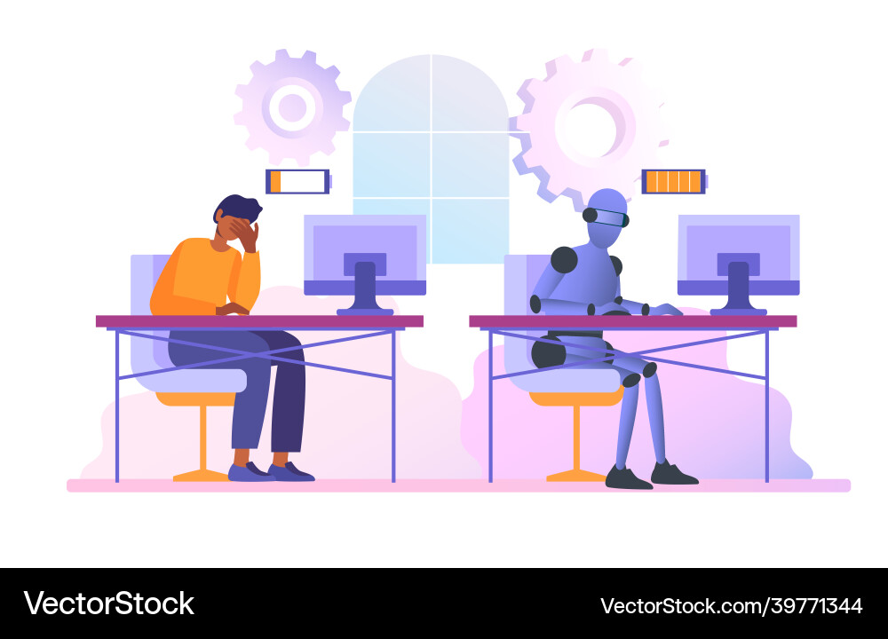 Robot and human comparisons concept Robot and human comparisons concept vector image