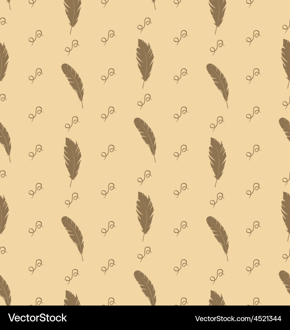 Seamless pattern of feathers with ornate elements Vector Image