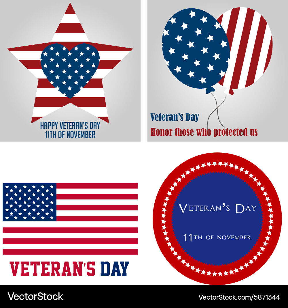 Set backgrounds with text for veterans day Vector Image