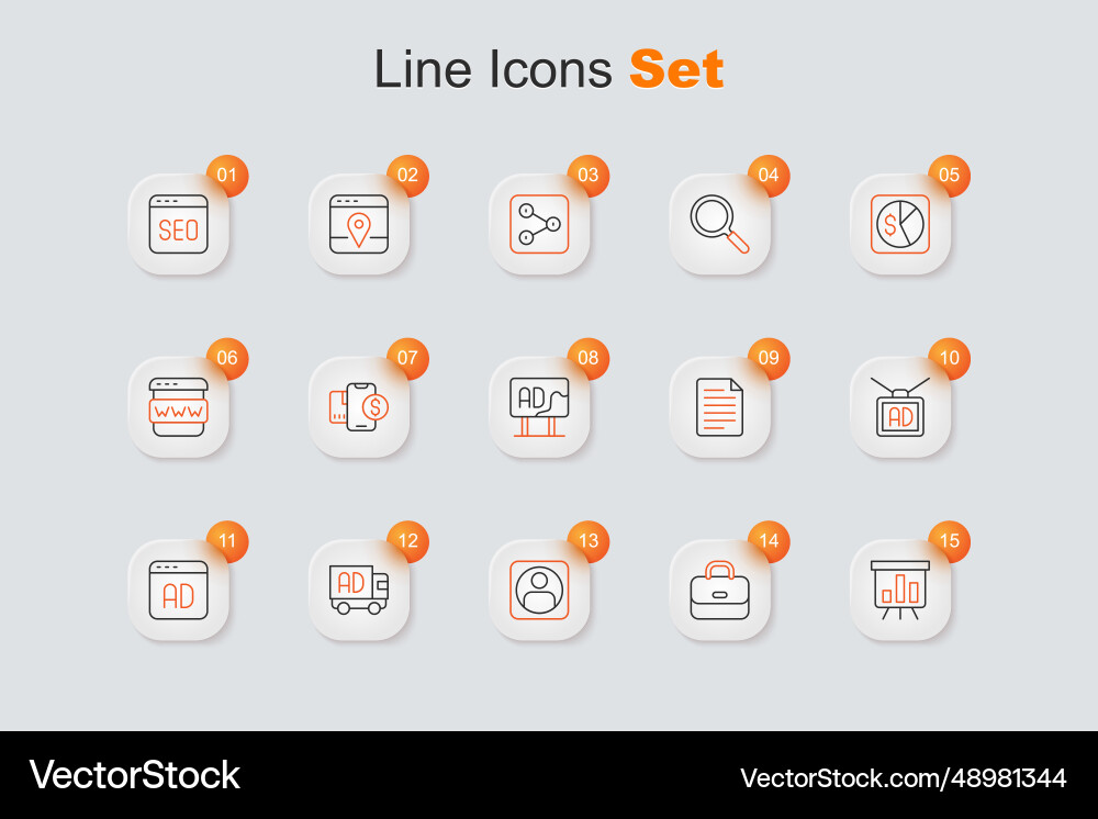 Set line board with graph chart briefcase create Set line board with graph chart briefcase create vector image