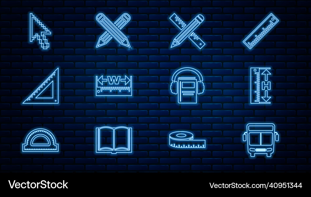 Set line bus measuring height and length crossed Set line bus measuring height and length crossed vector image