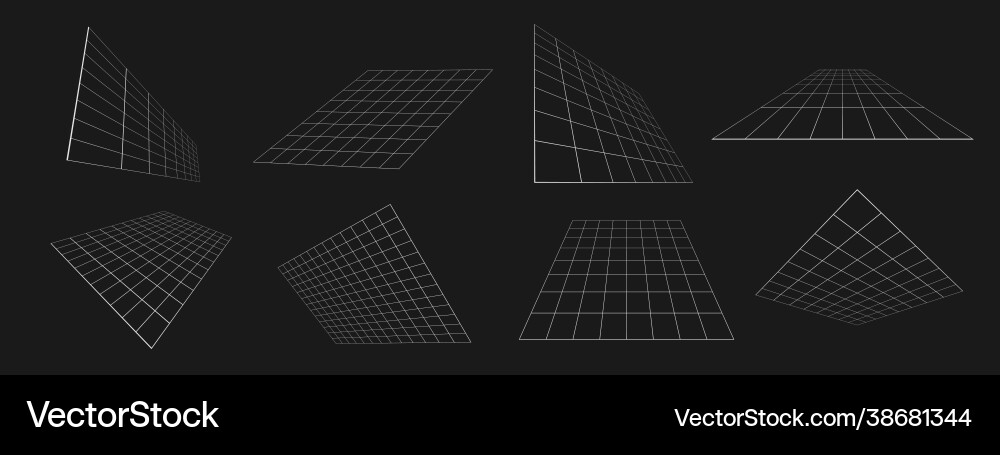 Set retrofuturistic perspective grids Set retrofuturistic perspective grids vector image