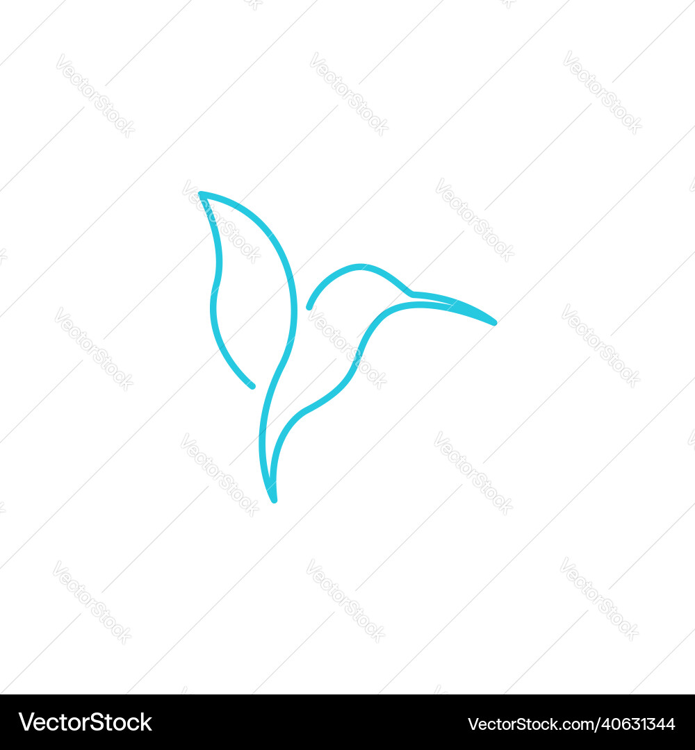 Simple continuous line hummingbird logo symbol Simple continuous line hummingbird logo symbol Vector Image
