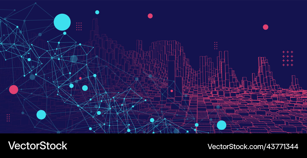 Square pattern wireframe background futuristic vector image