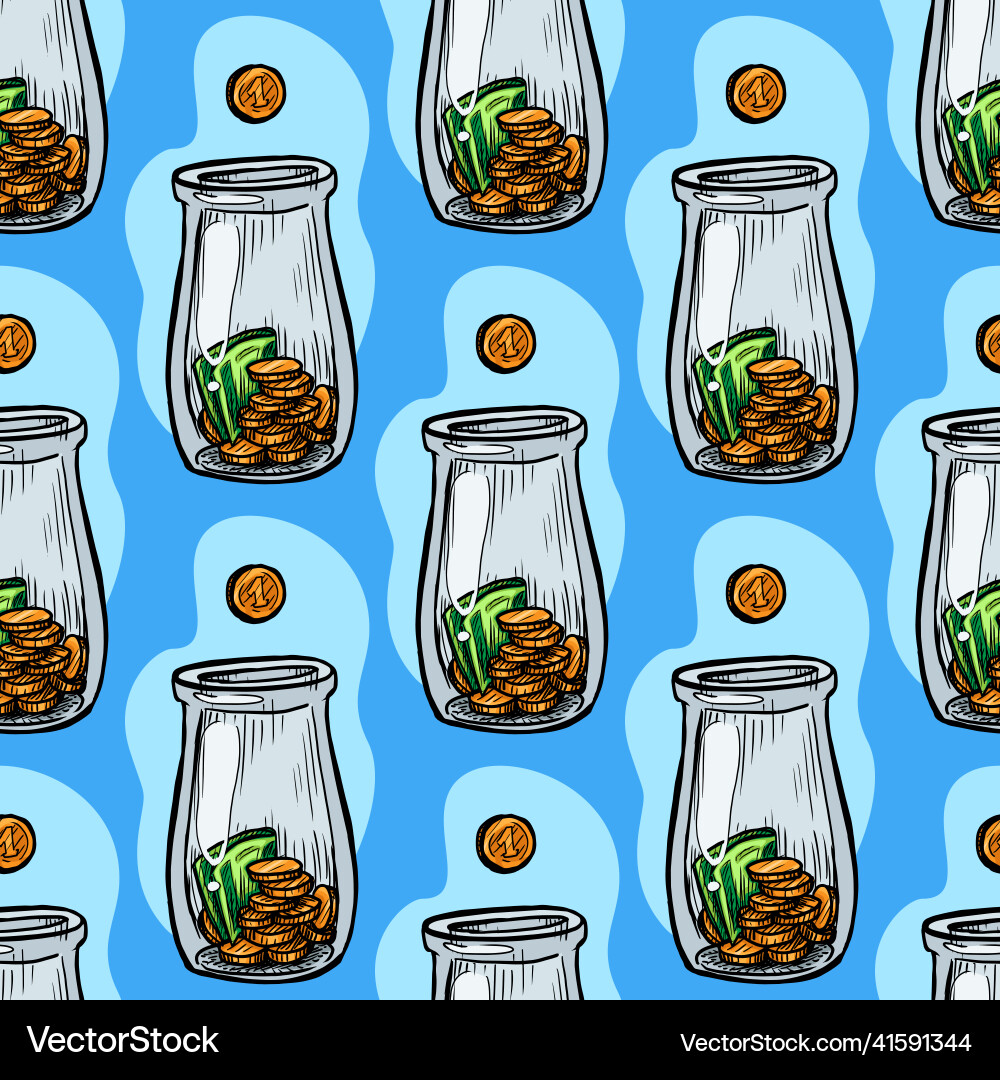 Tip jar seamless pattern Vector Image