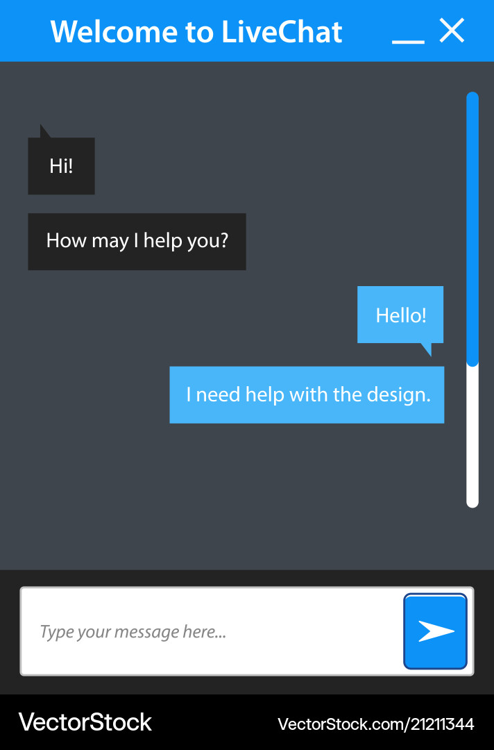 Universal live chat window for web pages Universal live chat window for web pages Vector Image