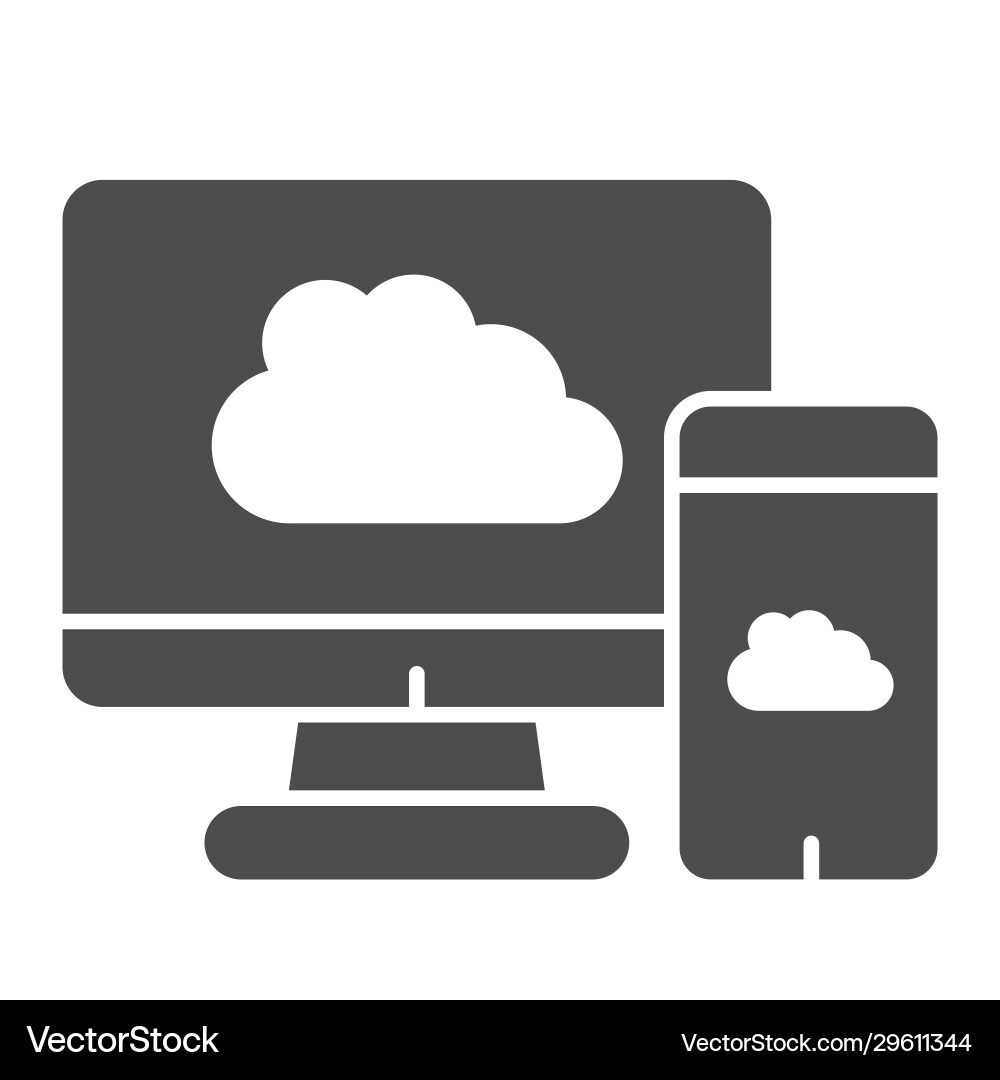 Upload devices solid icon cloud synchronize Upload devices solid icon cloud synchronize vector image