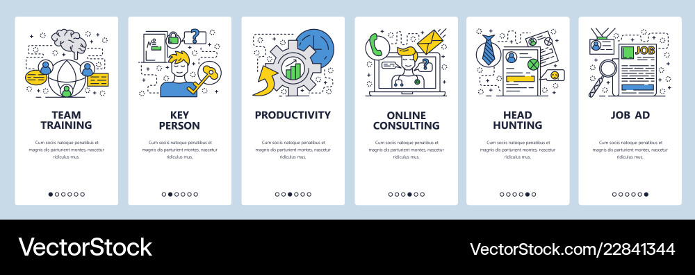 Web site linear art onboarding screens vector image