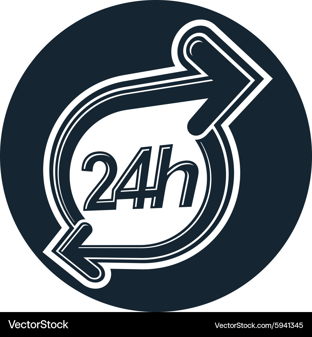 24 hours-a-day concept clock face with a dial vector image