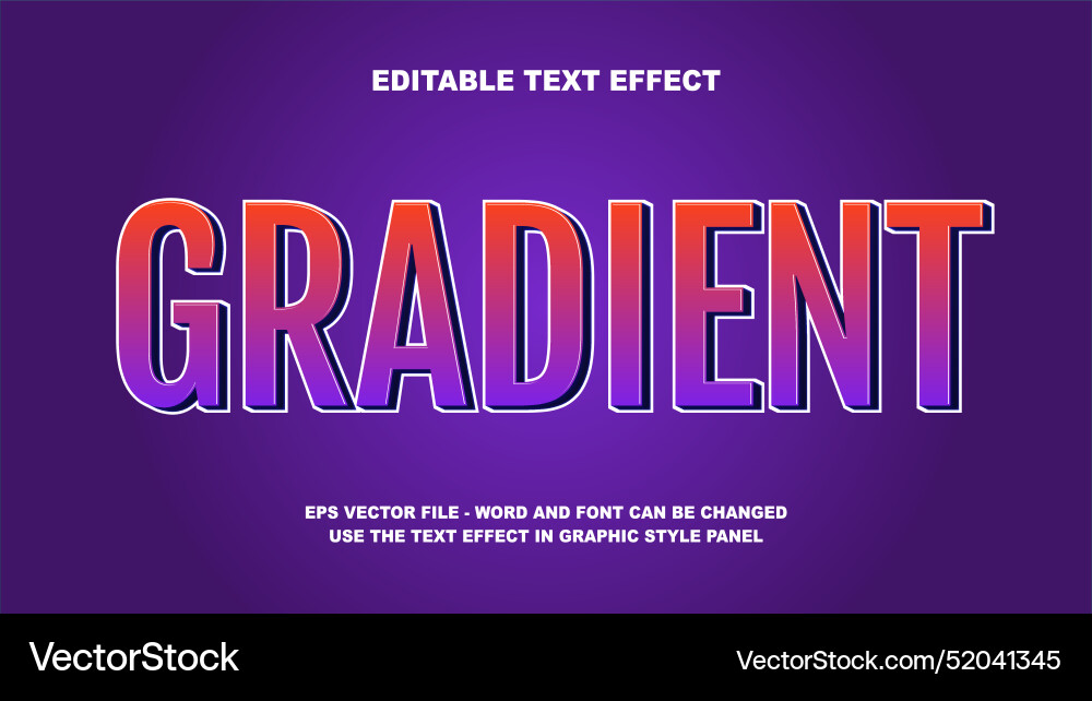 3D Text Effect Gradient Template vector image