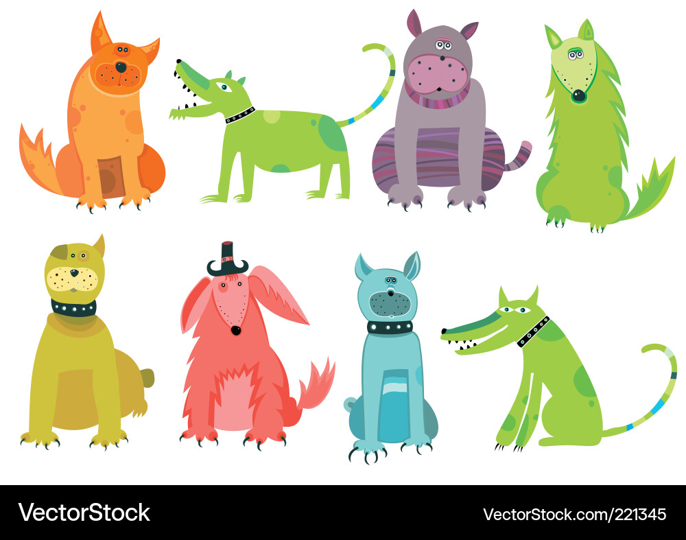 Adorable Cartoon Hunde vektorbild