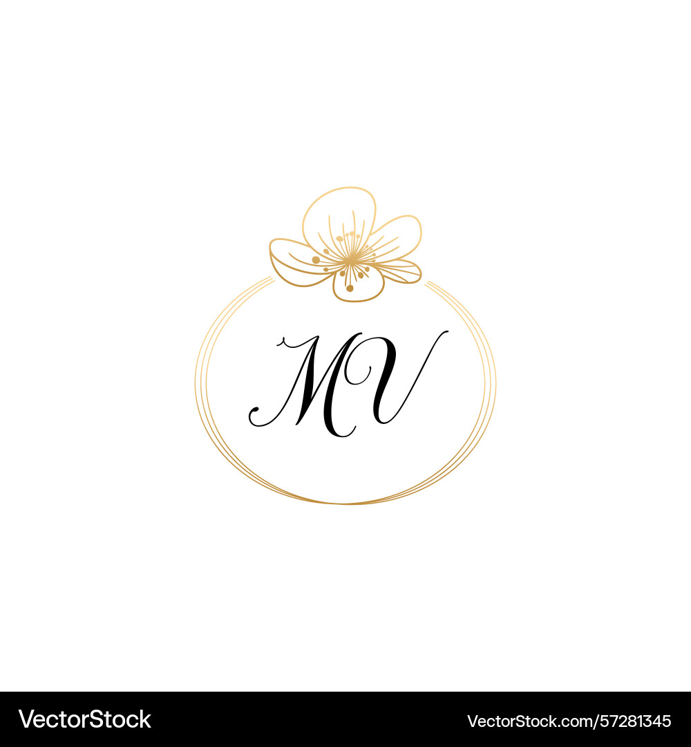 Botanical monogram logos with initial mv Botanical monogram logos with initial mv Vector Image
